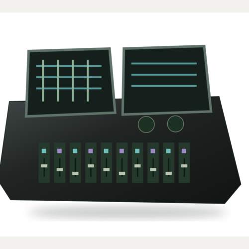 Illustration of lighting control console — not actual inventory