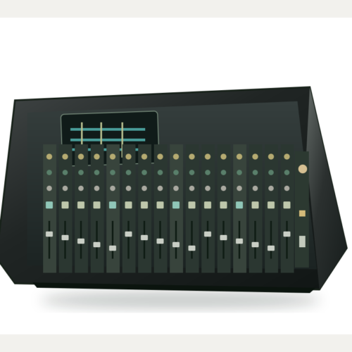Illustration of digital mixing console — not actual inventory