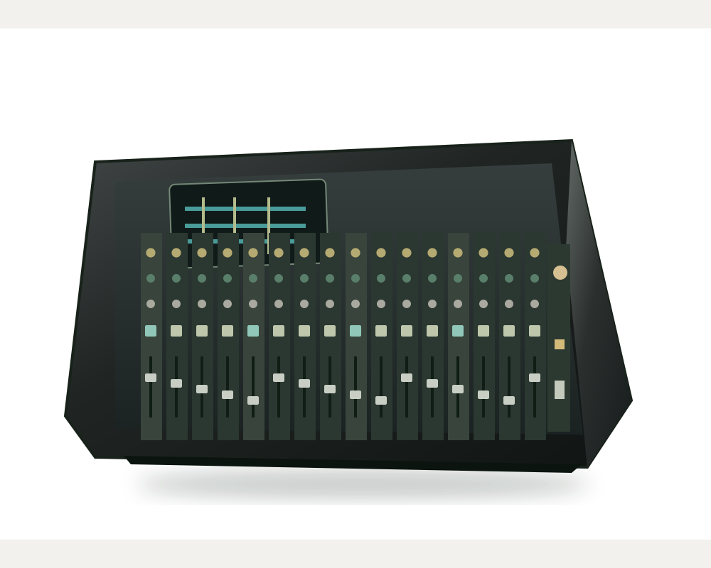 Illustration of digital mixing console — not actual inventory