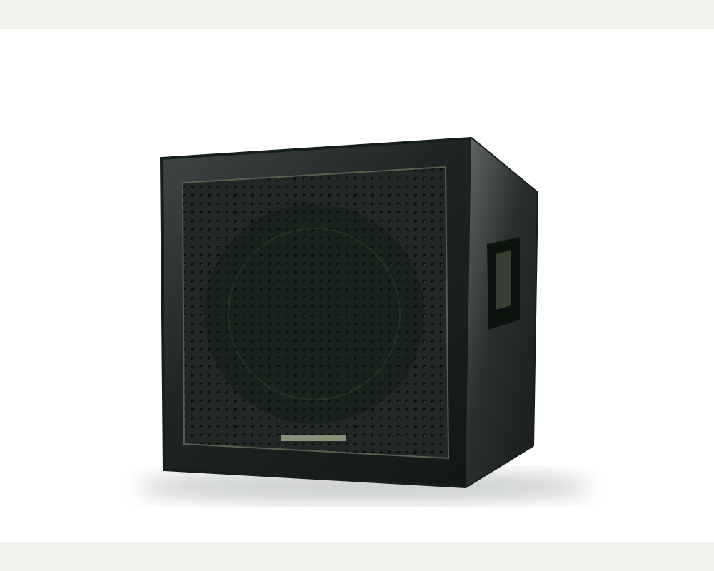 Illustration of professional subwoofer pair — not actual inventory